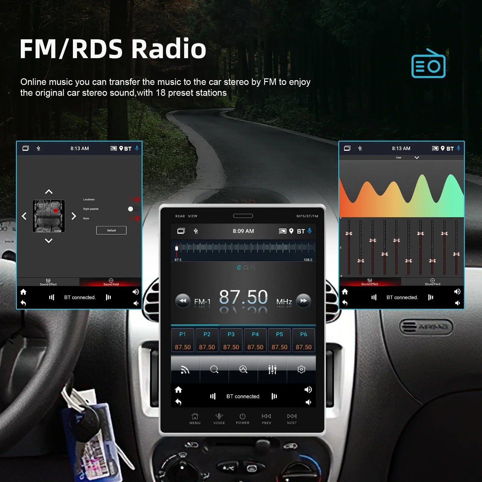 2Din Car Sizetereo Radio 9.5Vertical screen Bluetooth WIFI GPSize FM Radio Receiver Sizeuppport Rear Camera
