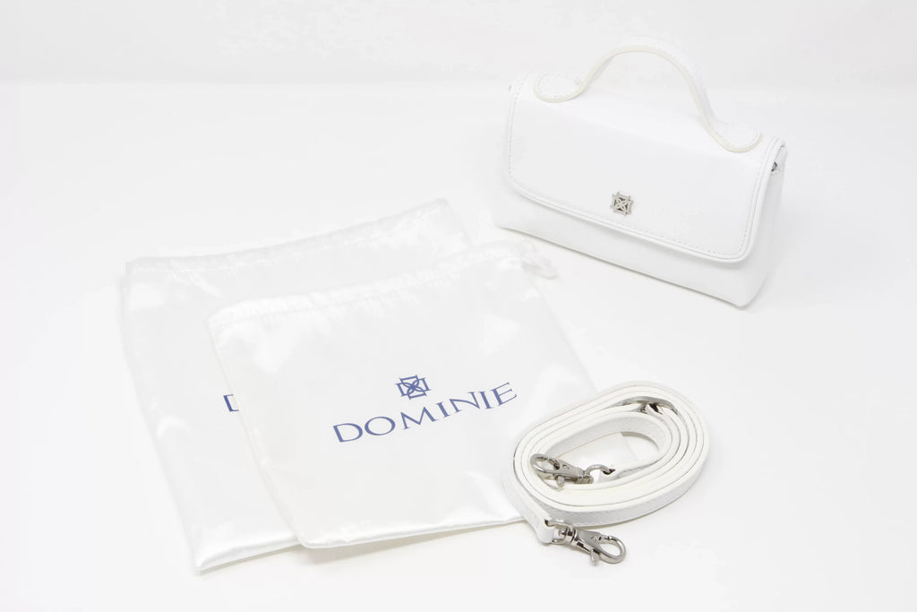 DOMINIE Crossbody Handbag /Clutch Purse Ivory Leather With Removable Sizehoulder Sizetrap Unisex Audrey