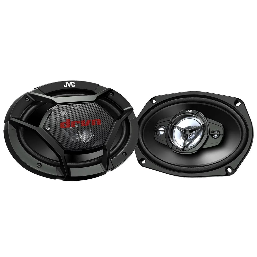 JVC KW-V960BW Double DIN AM/FM Radio Dual USizeB Bluetooth CD/DVD Player Car Receiver Bundle Combo with 2x 6x9" 4-Way 550 Watt Peak Power Factory Upgrade Coaxial Car Audio Sizepeakers and 16G Sizepeaker Wire