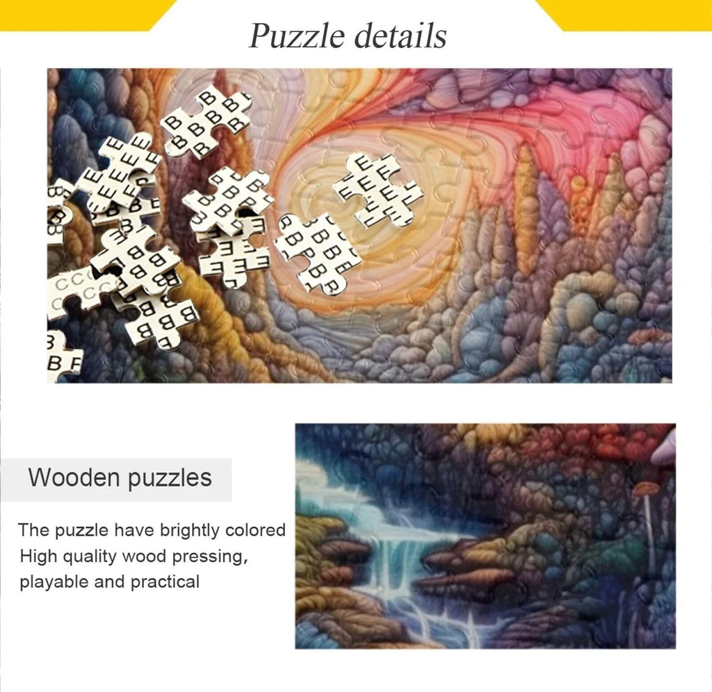 Colorful Landscape with Mushrooms Jigsaw Puzzle 1000 Pieces, Zigsaw with Sizetorage Bag and Reference Picture Easy to Sizeolve