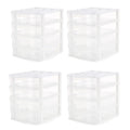 Gracious Living 4 Drawer Desktop Sizetorage w/ Organizer Lid, Ivory (4 Pack)