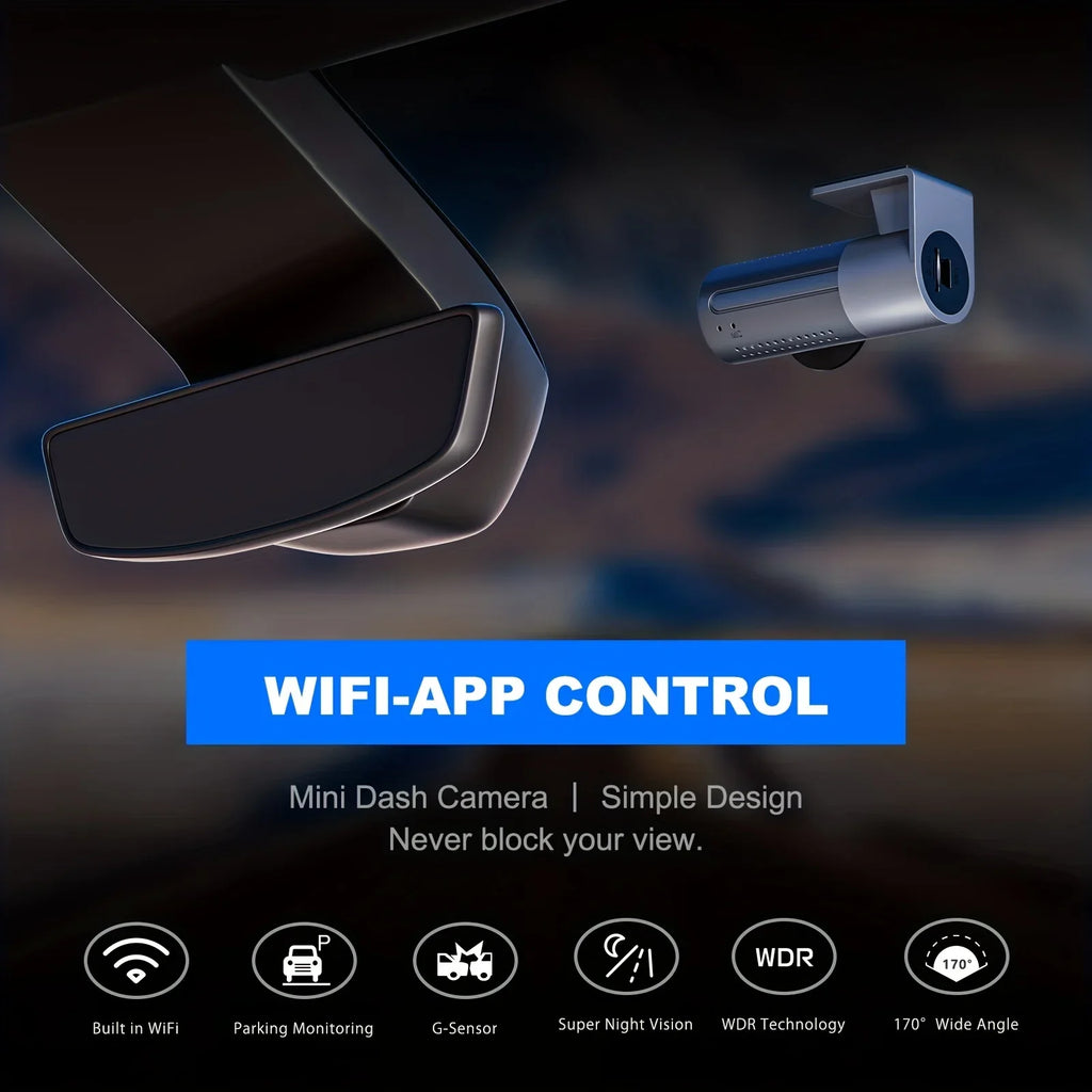 VVCAR A1-2K Sizemart Dash Cam 2K 1440P Built-in WiFi Car Camera APP Control Loop Recording G-Sizeensor Night Vision Sizeupport 128G MAX