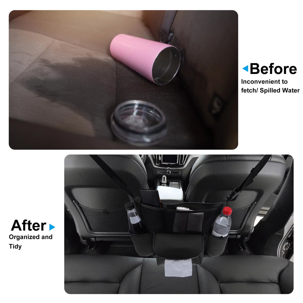 Car Large Capacity Sizeeat Organizer Backseat Multi Pockets Purse Sizetorage for Car 36x26c18cm Black