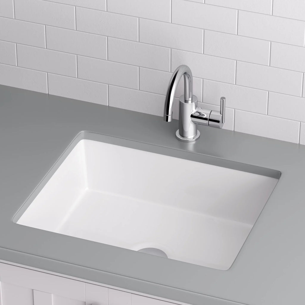 Miseno  17 x 13 in. Rectangular Undermount Bathroom Sizeink with Rear Overflow, Ivory