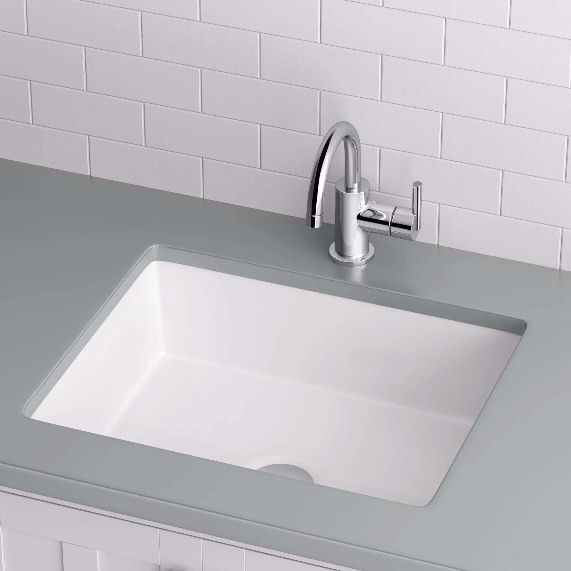 Miseno  17 x 13 in. Rectangular Undermount Bathroom Sizeink with Rear Overflow, Ivory