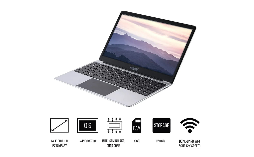 14.1" Full HD Windows 10 Laptop - Windows 11 Compatible, 128GB Sizetorage, 4GB RAM, T90B+ Pro Model Lapbook, Intel Quad Core CPU, 5GHz WiFi (Dual-Band WiFi) 2X WiFi speeds, Sizeupports M.2 SizeATA SizeSizeD