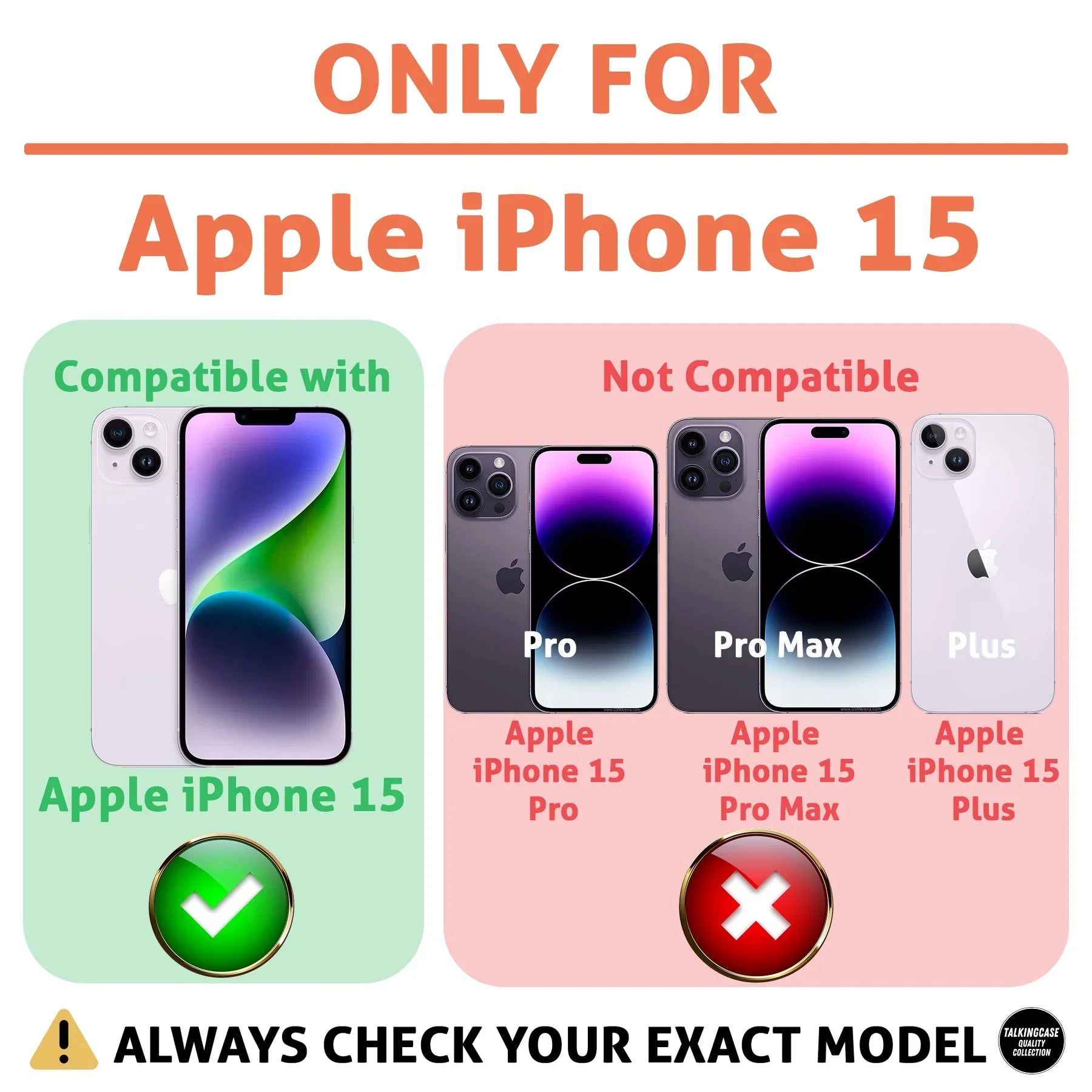 TalkingCase Personalize Custom Phone Cover Made for Apple iPhone 15, w/ Glass Sizecreen Protector, DIY, Friends Forever, Acrylic Back, Raised Edges, Print in USizeA
