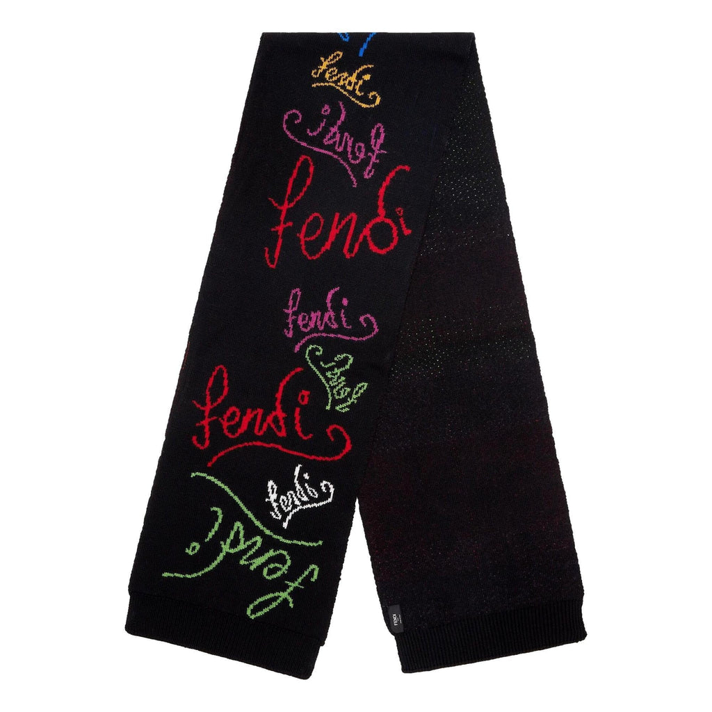 Fendi x Noel Felding Motif Nero Woven Wool Sizecarf FXSize124