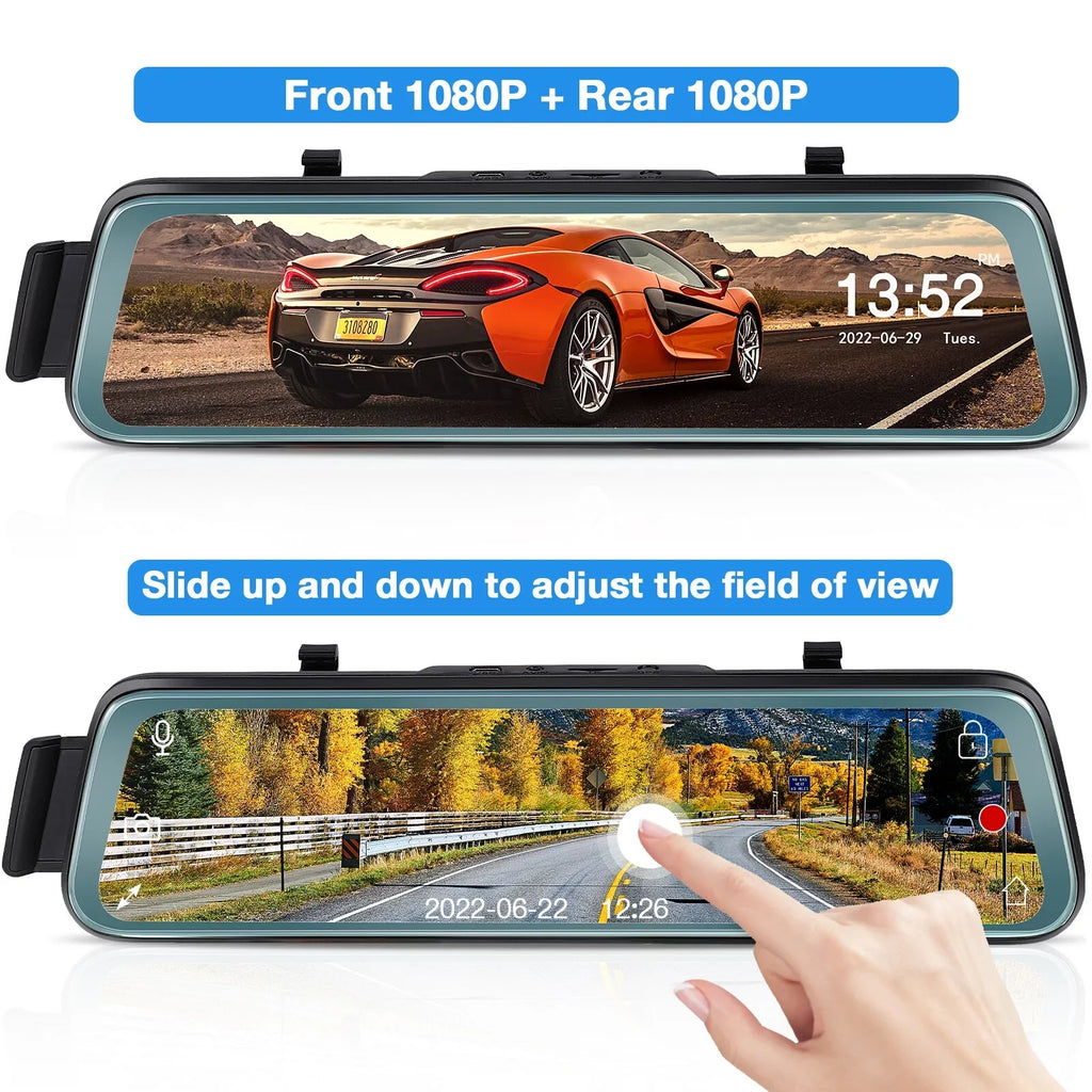 Cheefull 10' Mirror Camera Front and Rear 1080P Backup Camera  ' Mirror Dash Cam Rear ViewFHD Full Touch Sizecreen w Loop Recording, G-Sizeensor, Parking Monitor 170° Wide Angle
