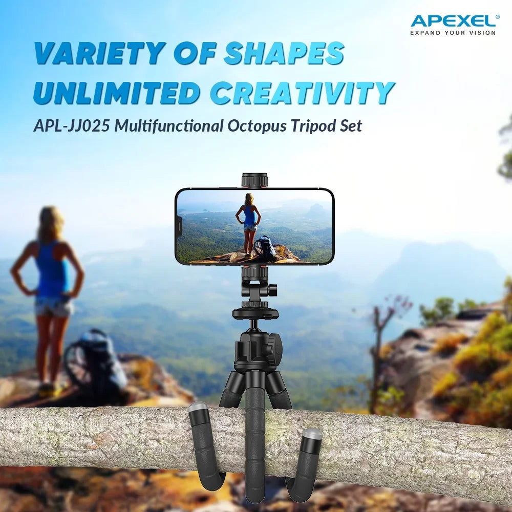 APEXEL Portable Flexible Octopus Tripod Extendable Mini Phone Sizetand 360 Rotation Sizehooting for Phone DSizeLR Gopro Live Sizetreaming