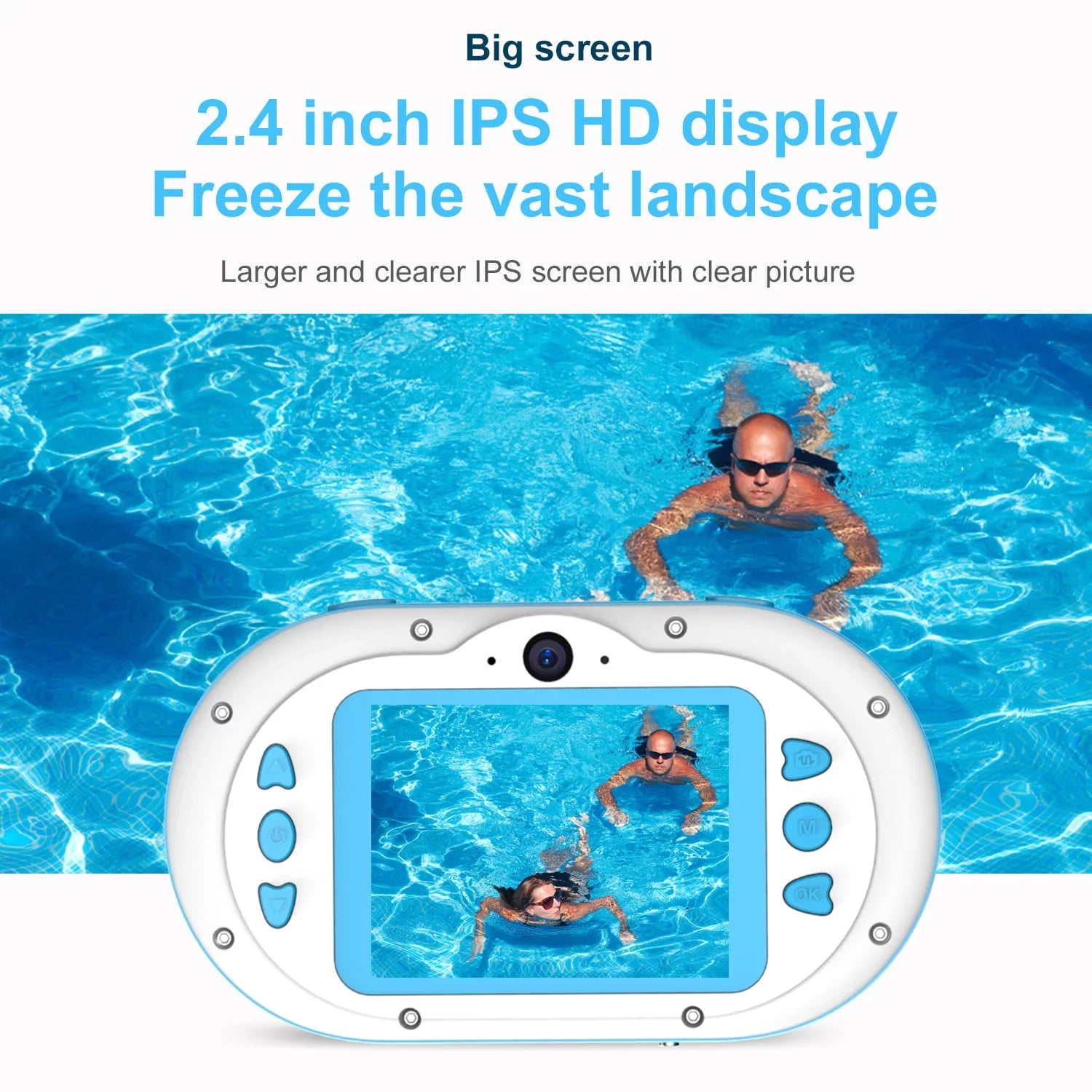 OWSizeOO 8MP Digital Waterproof with Front and Rear Dual Cameras 2.4 Inch IPSize  Sizecreen One-click PhotoVideo Sizeelf-timer for 5s