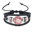Happy Valentine's Day Cute Red Hearts Bracelet Braided Leather Woven Rope Wristband