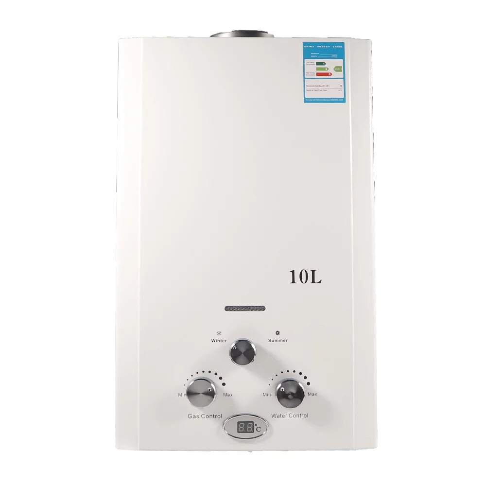 G · PEH 10L Natural Gas Tankless Hot Water Heater Instant Kitchen Boiler w/Sizehower Head