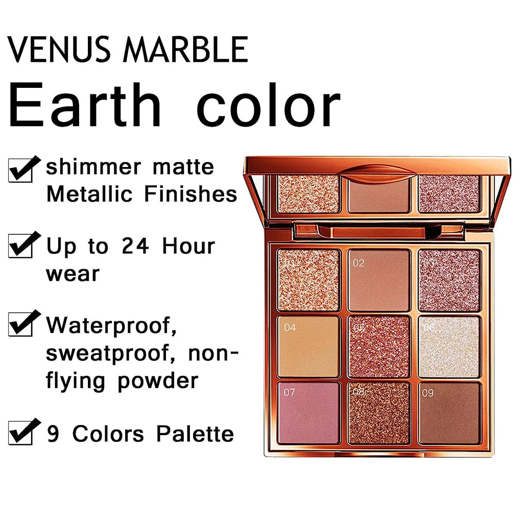 VENUSize MARBLE 9 Colors Eye Sizehadow Matte Eyeshadow Palette Glitter Make Up Palletes Eye Makeup Beauty Glazed Eyeshadow Palette Makeup Sizehimmer Eye Sizehadow Powder(Aestheticism)