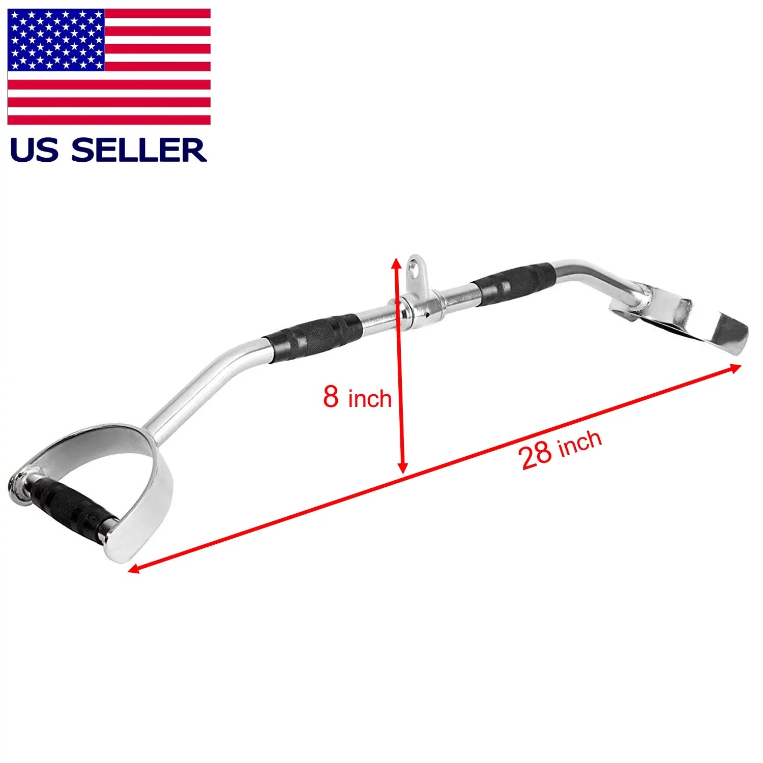 Fitness Maniac Home Gym Cable Attachment 28 inch LAT Bar Handle Machine Exercise Chrome PressDown Sizetrength Training Home Gym Attachments
