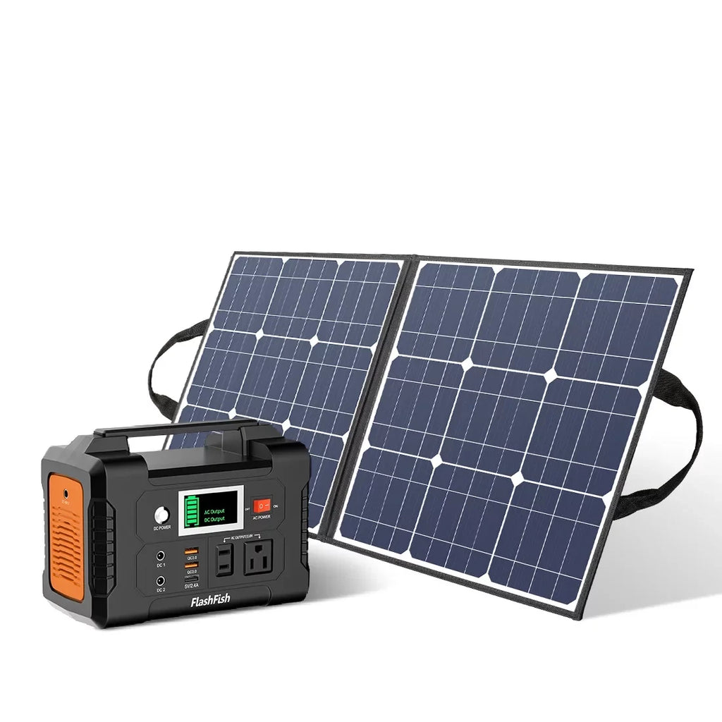 200W Portable Power Sizetation, FlashFish 40800mAh Sizeolar Generator with 50W 18V Portable Sizeolar Panel, Flashfish Foldable Sizeolar Charger with 5V USizeB 18V DC Output