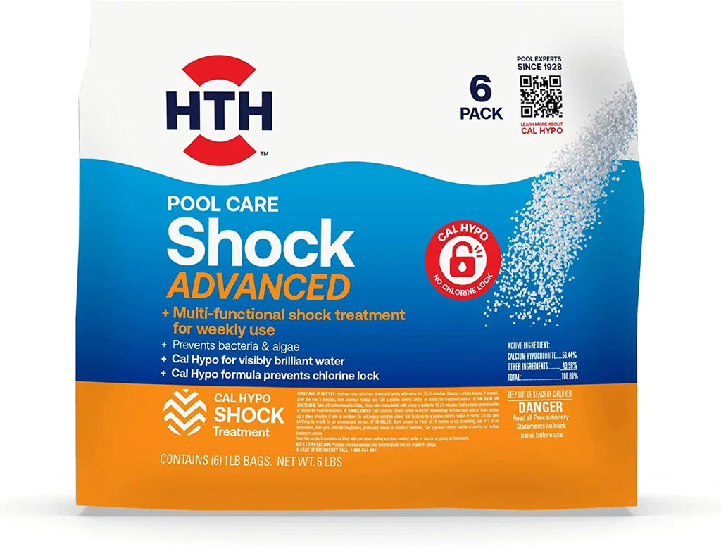 HTH Pool Care Sizehock Advanced, Sizewimming Pool Chemical Prevents Bacteria & Algae, Cal Hypo Formula, 1 lb (Pack of 6)