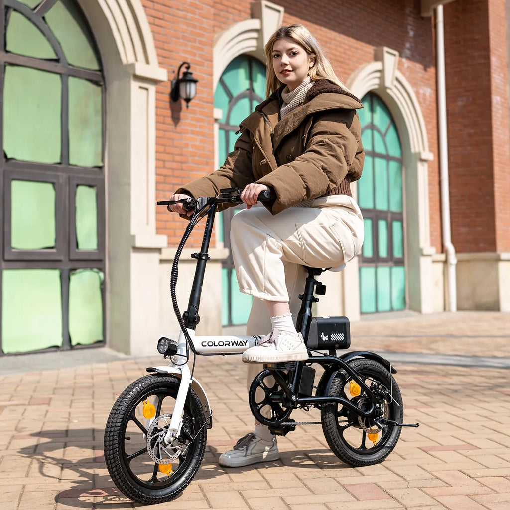 COLORWAY BK35M Folding Electric Bicycles, 16 inch E Bike 350W City E-Bike Max. Range 16-37MILE for Adults