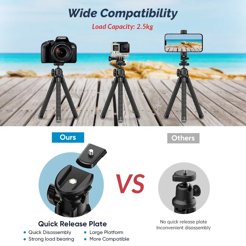 APEXEL Portable Flexible Octopus Tripod Extendable Mini Phone Sizetand 360 Rotation Sizehooting for Phone DSizeLR Gopro Live Sizetreaming