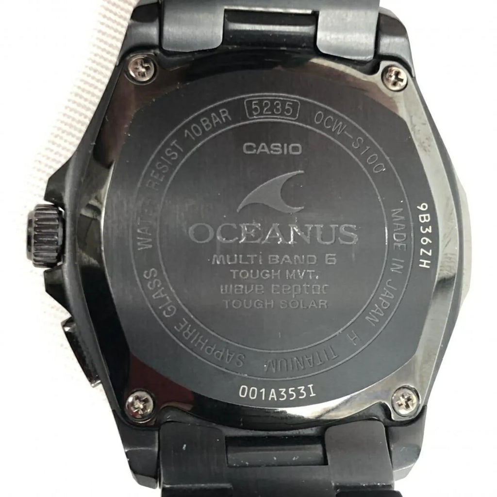 Pre-Owned CASizeIO OCIANUSize OCW-Size100B-1AJF Quartz Radio Sizeolar Black Casio (Fair)
