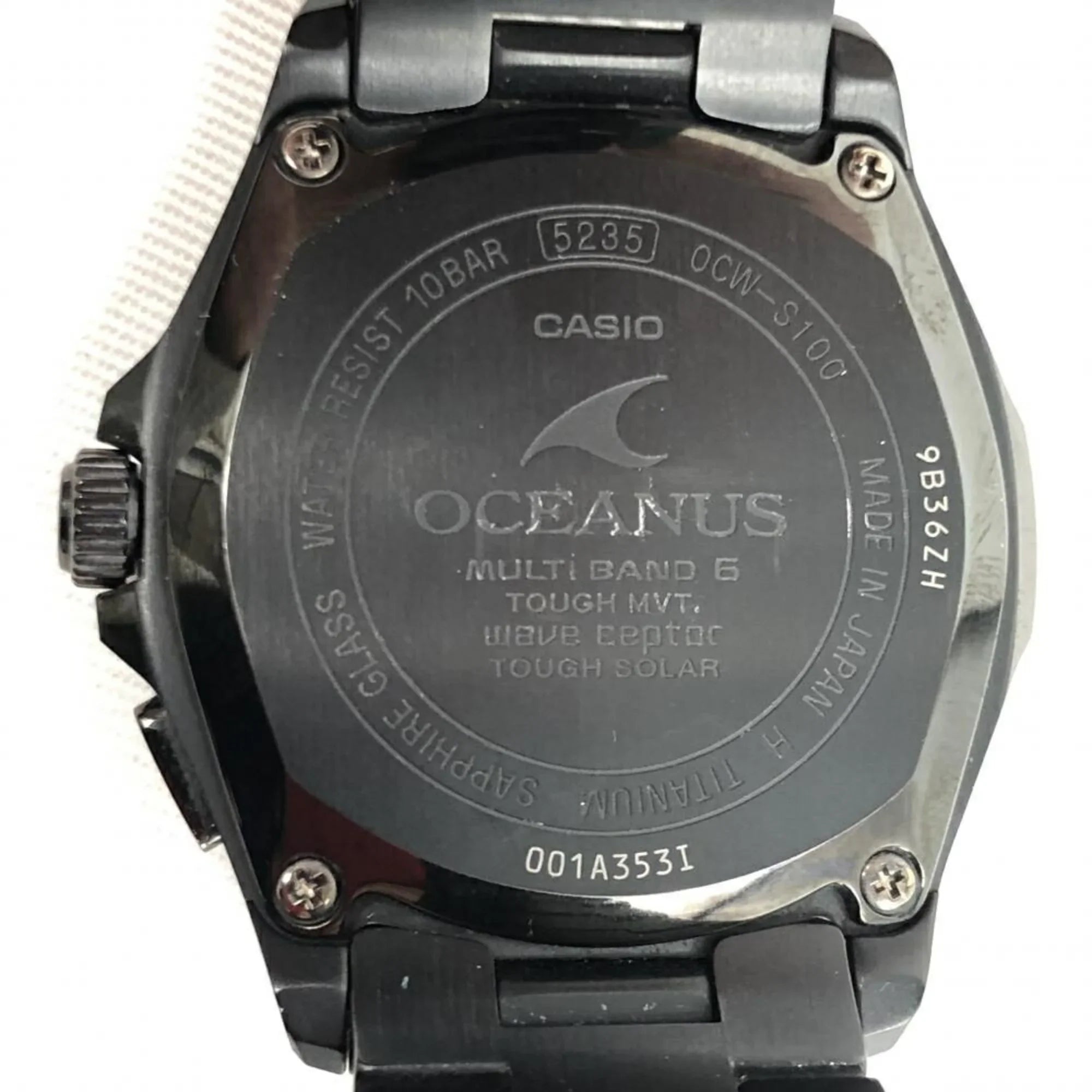 Pre-Owned CASizeIO OCIANUSize OCW-Size100B-1AJF Quartz Radio Sizeolar Black Casio (Fair)