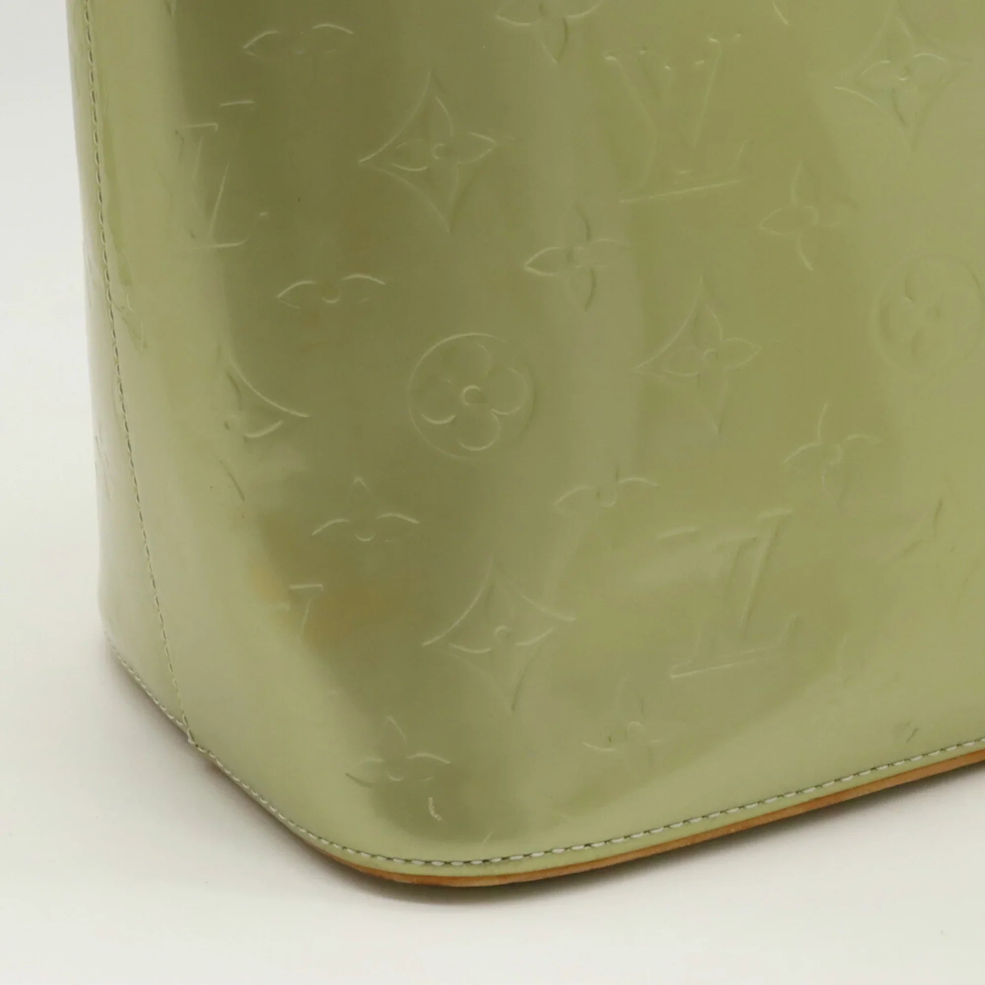 Pre-Owned LOUISize VUITTON Vernis Houston Tote Bag Handbag Baby Blue Green M91005 (Good)