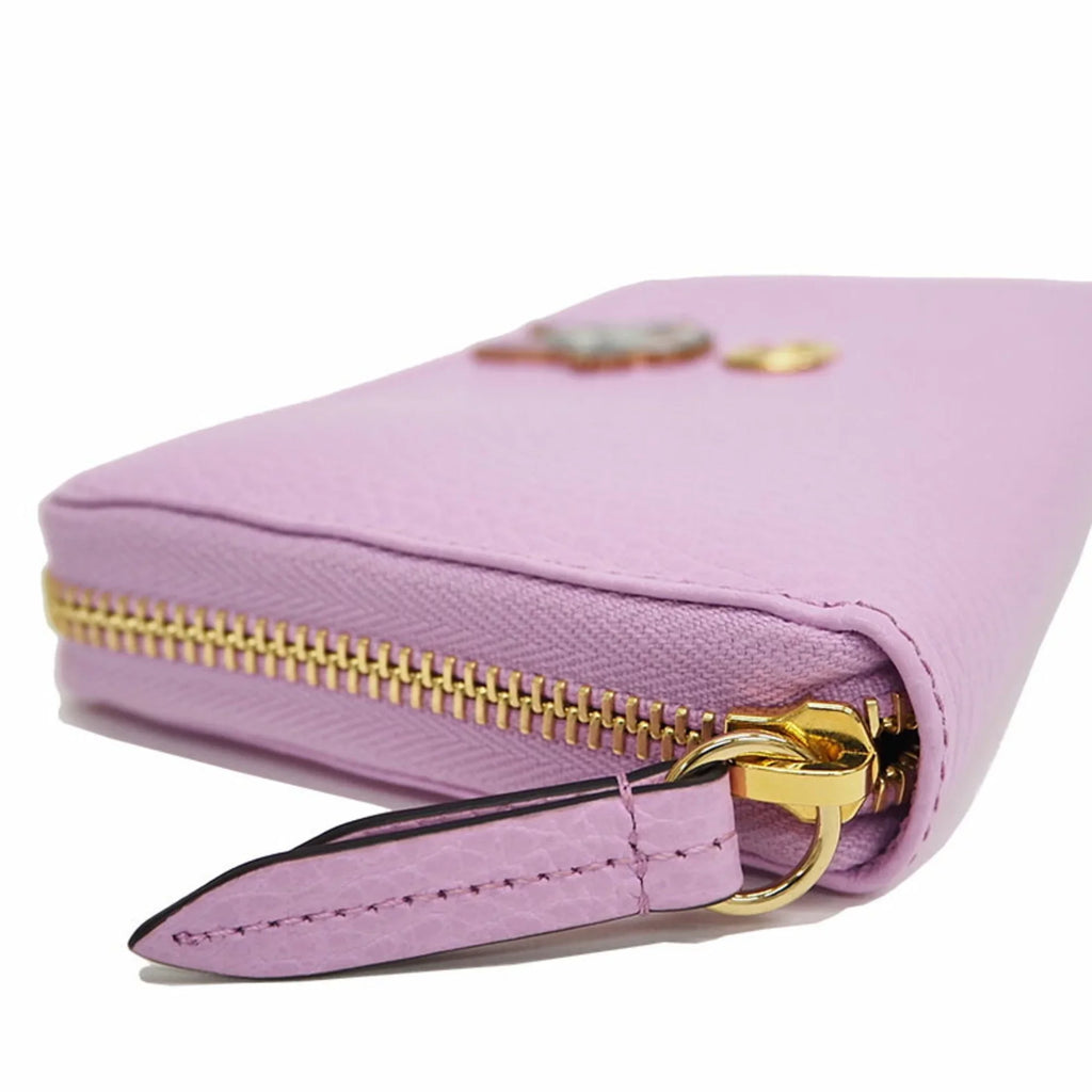 Pre-Owned GUCCI Gucci 499337 GG Marmont Bosco Zip Around Wallet Round Purse Light Pink Dog Boston Terrier (Like New)