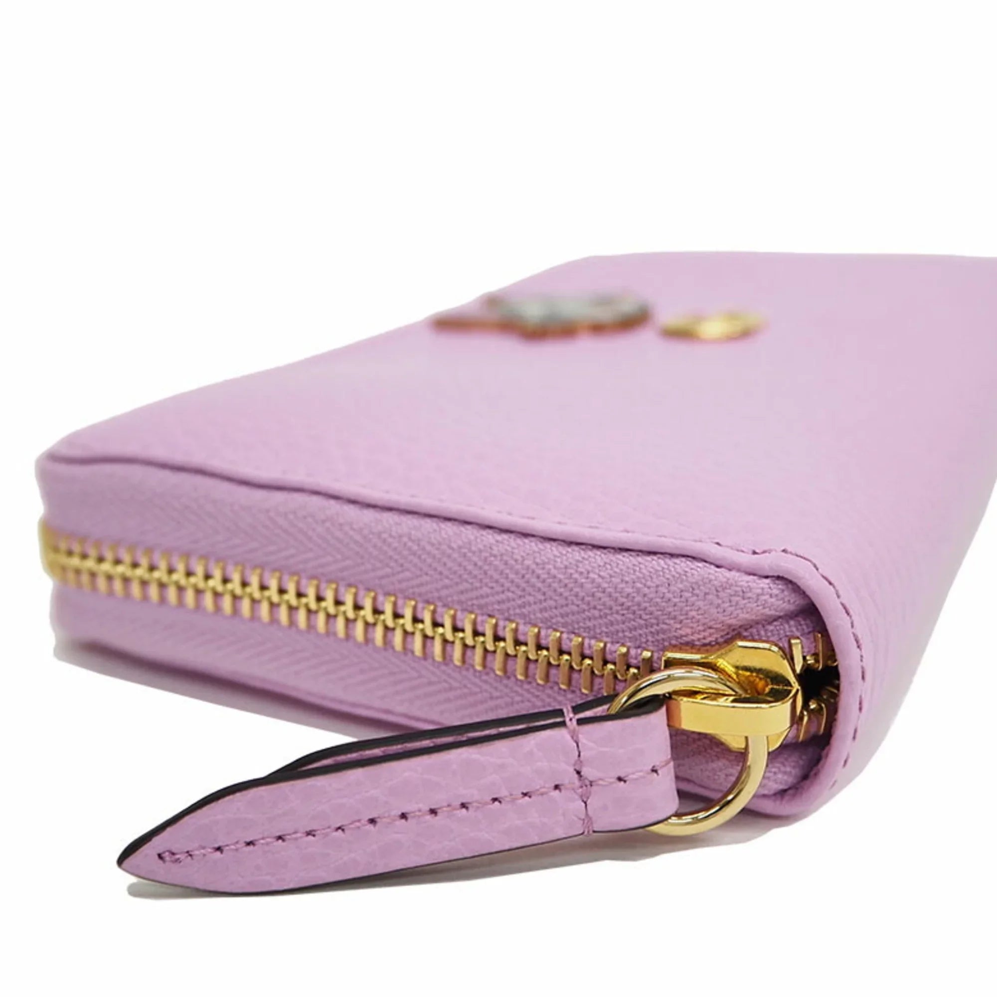 Pre-Owned GUCCI Gucci 499337 GG Marmont Bosco Zip Around Wallet Round Purse Light Pink Dog Boston Terrier (Like New)