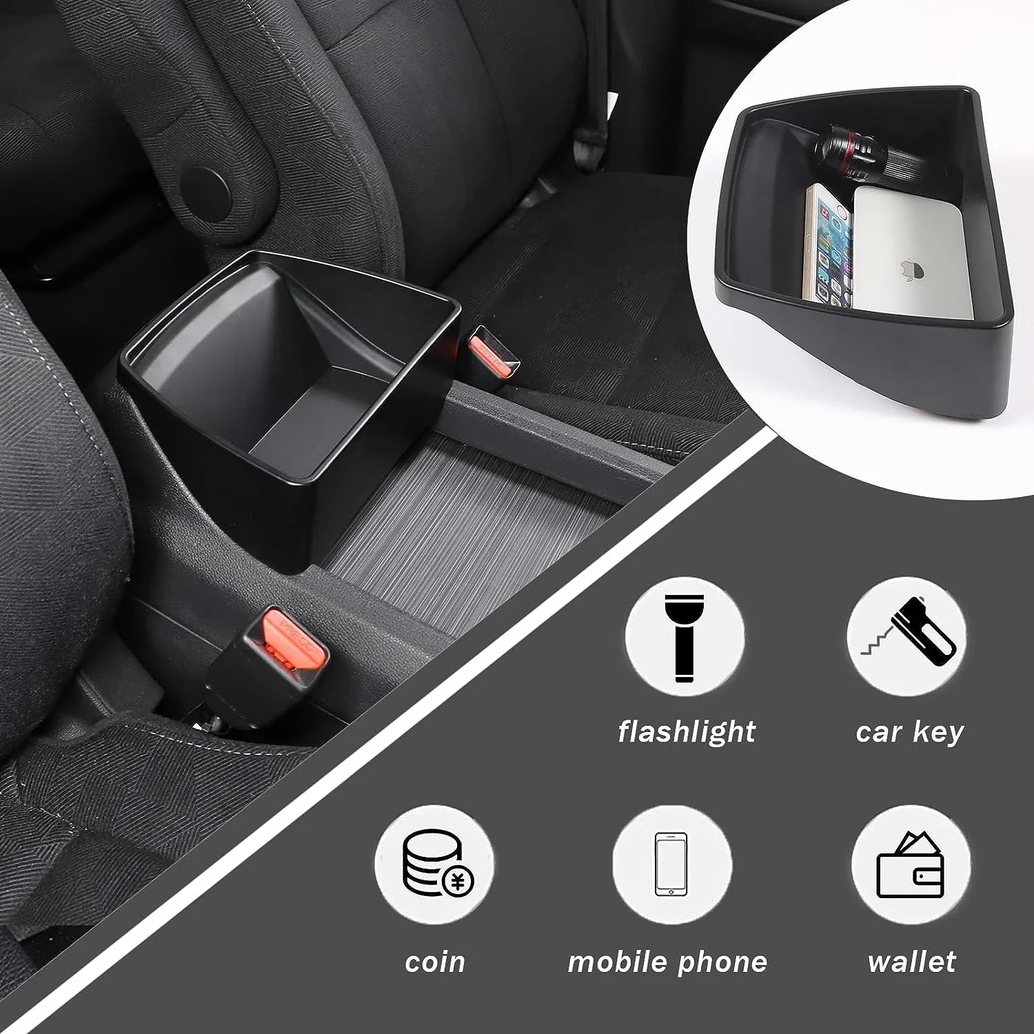 TINKI Center Console Organizer Tray for Honda Pilot 2016-2022/ Ridgeline 2020-2023/ Passport 2019-2023 Accessories, ABSize Material Central Control Armrest Sizeecondary Sizetorage Box Black