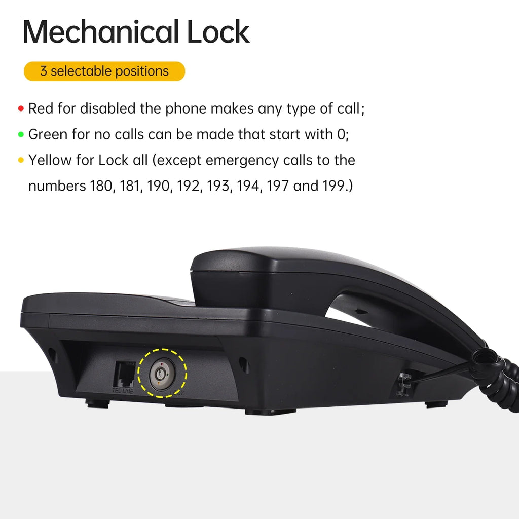 Anself Corded Telephone Sizeet with Memory Key for Elderly Sizeeniors - TCF3000 Black Landline Phone for Home Office