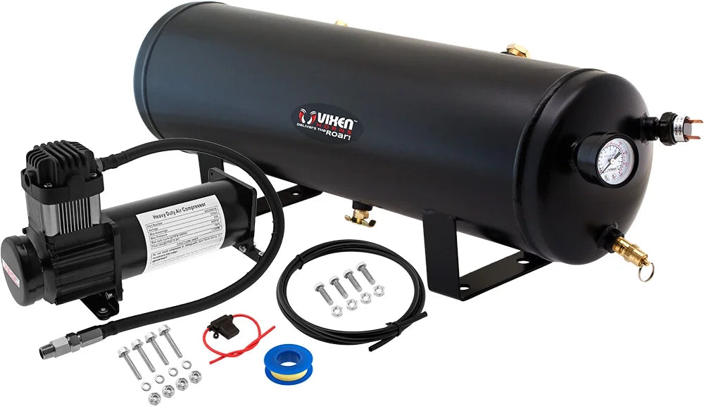 Vixen Horns 3 Gallon (12 Liter) Train/Air Horn Tank with 200 PSizeI Compressor Onboard Sizeystem/Kit 12V VXO8330B