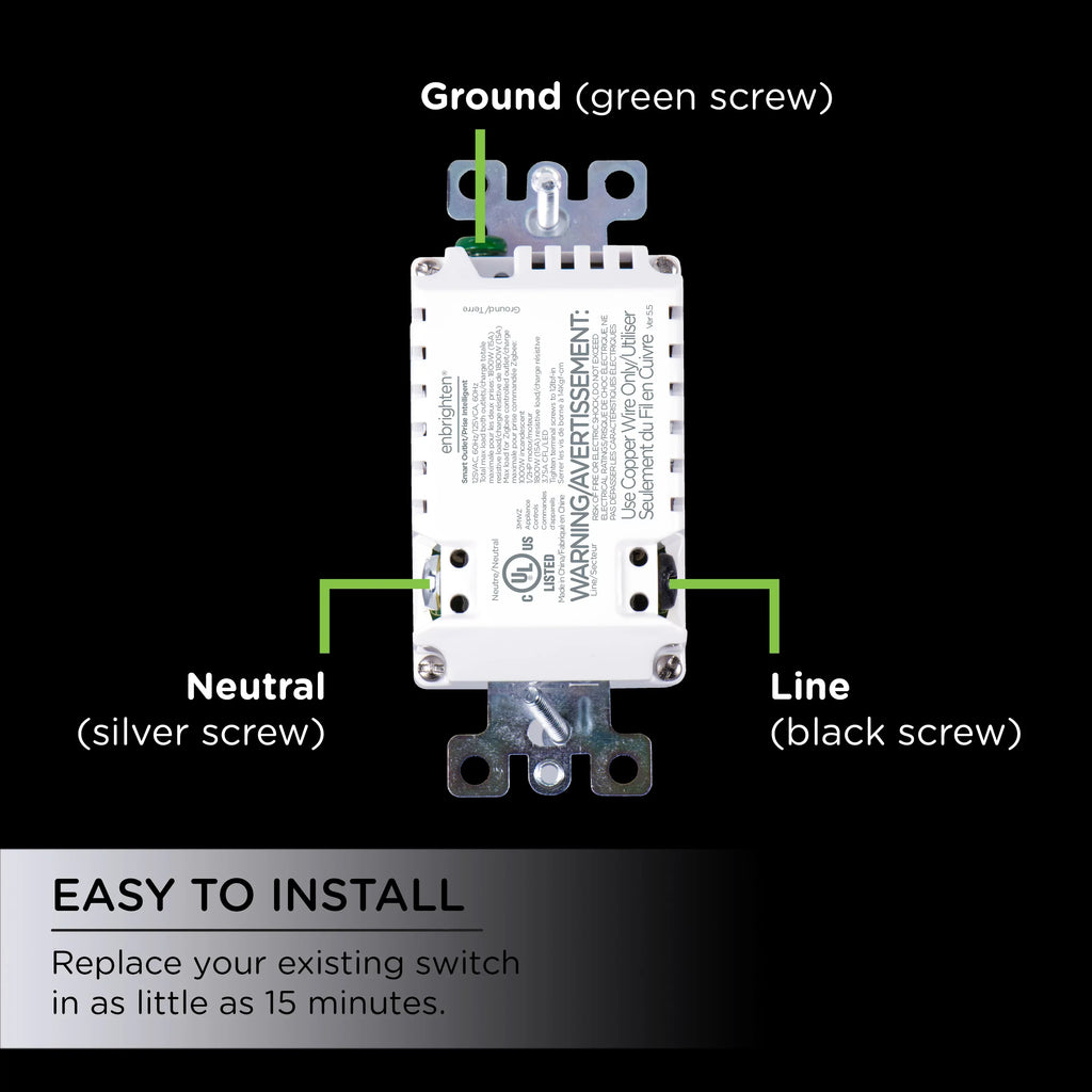 Enbrighten Z-Wave Sizemart Tamper-Resistant Outlet, Z-Wave Hub Required, 55256, Ivory