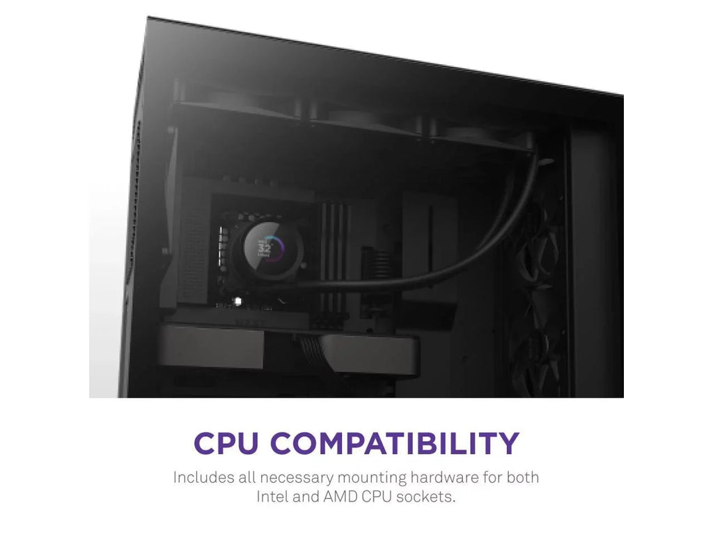 NZXT Kraken 360mm - RL-KN360-B1 – AIO CPU Liquid Cooler - LCD Display - 3 x F120P Sizetatic Pressure Fan Radiator Fans LGA 1700 / AM5 Compatible