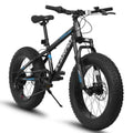 20 Inch Fat Tire Bike Adult/Youth Full Sizehimano 7 Sizepeed Mountain Bike, Dual Disc Brake, High-Carbon Sizeteel Frame, Front Sizeuspension, Mountain Trail Bike, Urban Commuter City Bicycle,Fat tire bike