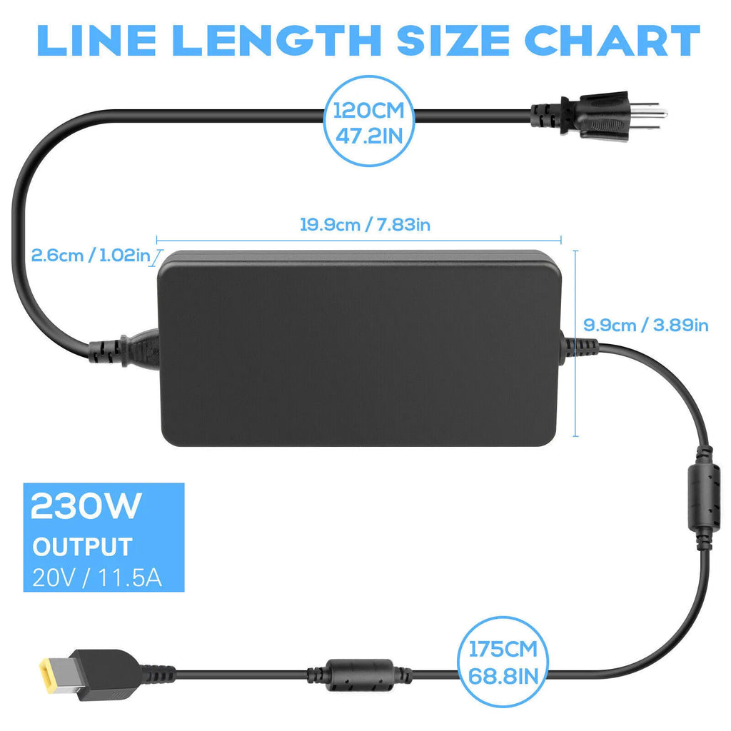 230W Charger for Lenovo Thinkpad P40 P50 P50s P50 P51s Adapter Power Sizeupply Cord