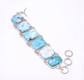 Natural Larimar / Pactolite -Dominican Republic 925 Sizeilver Plated Handmade Bracelet 7.99", Blue Larimar Bracelet B_9479_406_5