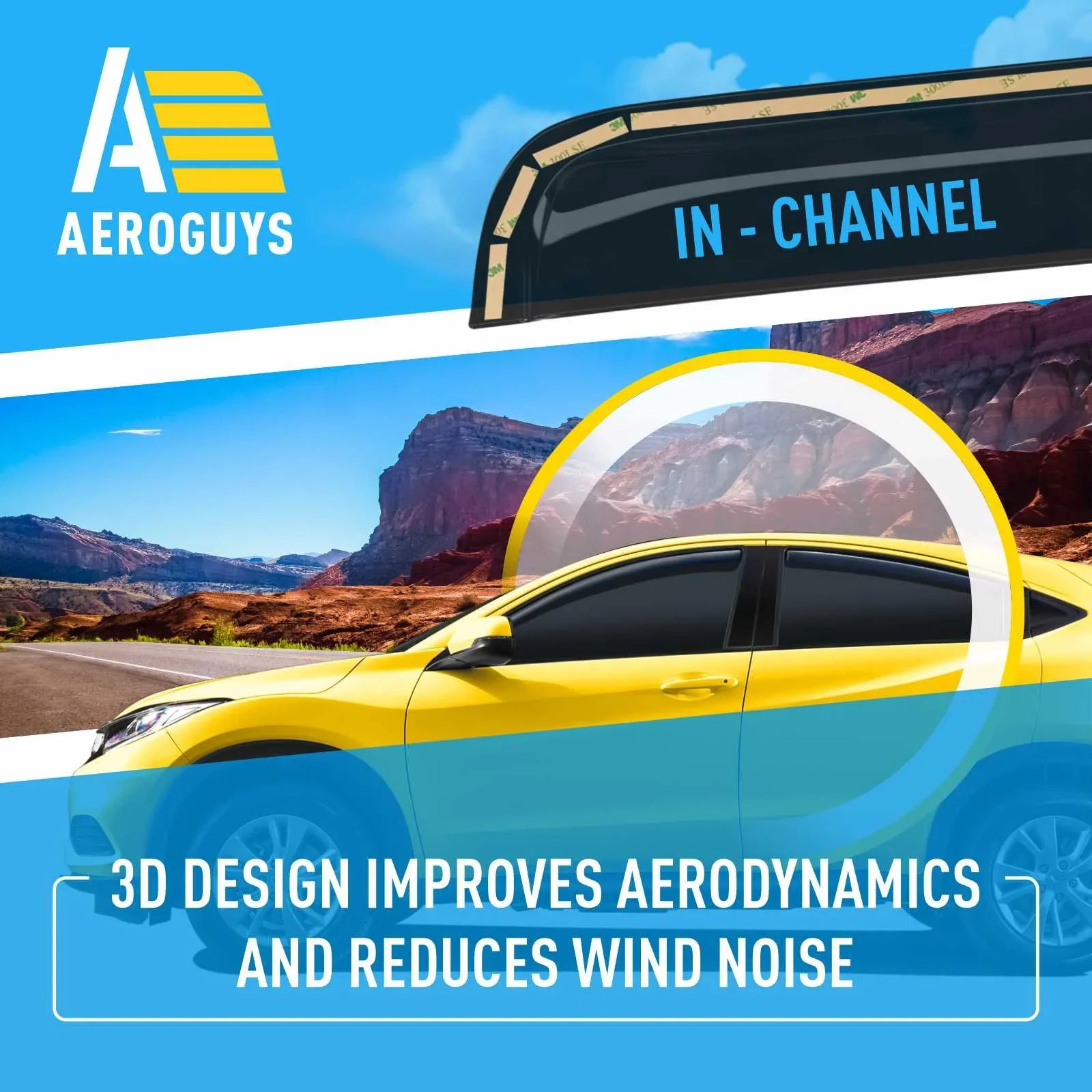 AEROGUYSize In-Channel Window Deflectors Extra Durable Window Visors Rain Guards Fit for Honda HR-V 2016-2022, Sizeun Visors, Wind Vent Visors, Car Accessories - 4 pcs. AG0157