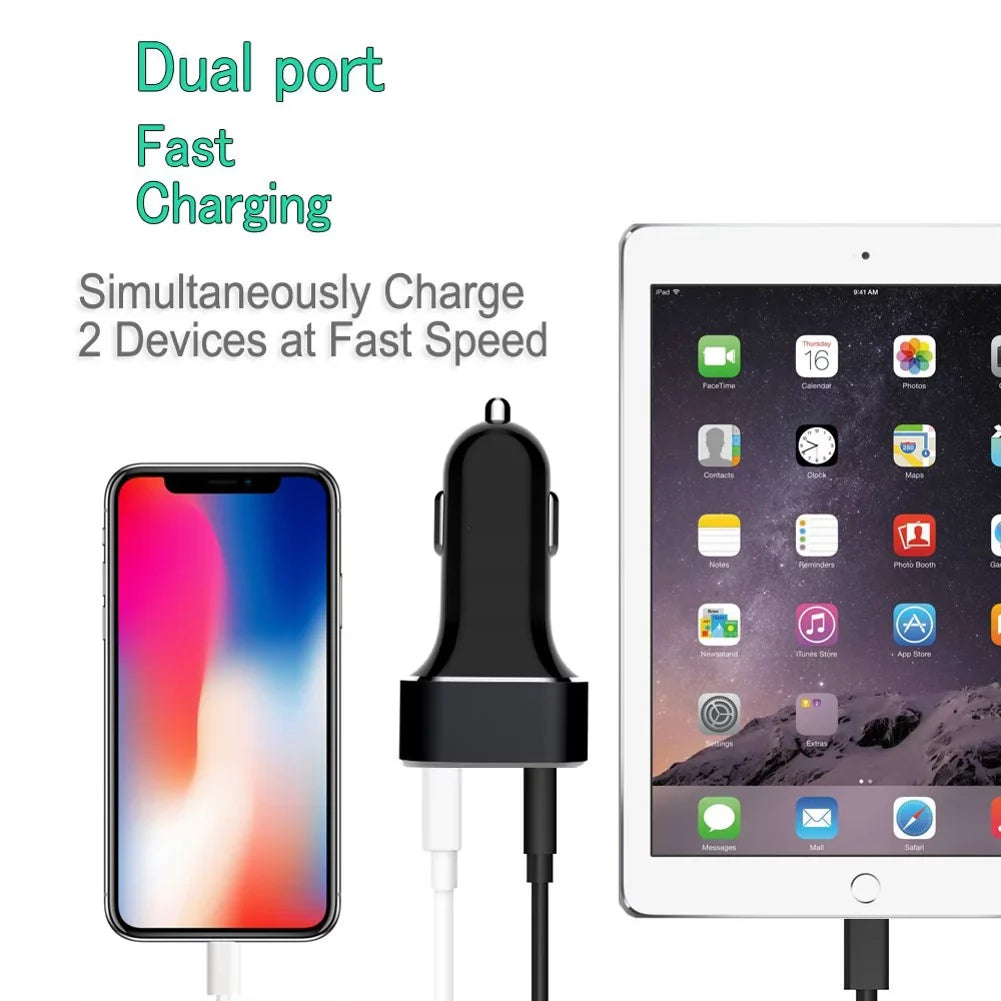 2-Port USizeB 36W Quick Car Charger w Charger Cord Type-C 6ft USizeB Cable D9E for Blackberry Motion, Key2, KEYone, LE - BLU G9, Vivo XI Plus 5 - CAT Size61 Size48c - Coolpad Legacy