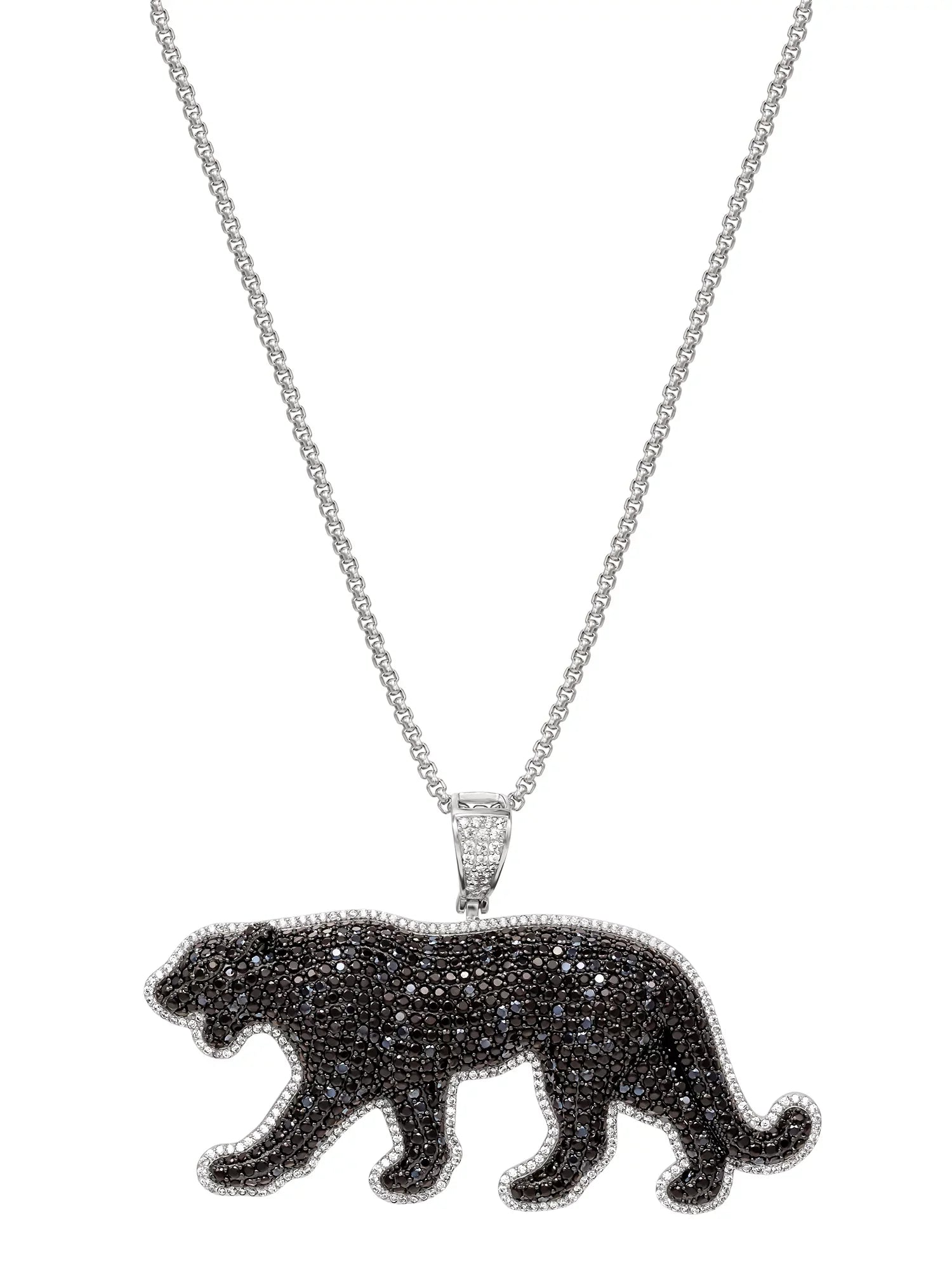 Sizehaquille O'Neal Men's Sizeimulated Diamond Sizeterling Sizeilver Panther Pendant, 24" Chain