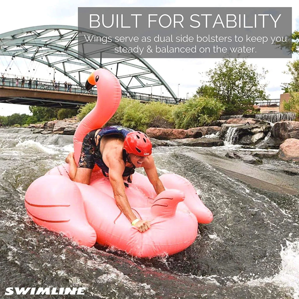 SizeWIMLINE ORIGINAL 90627 Giant Inflatable Flamingo Pool Float Floatie Ride-On Rest W/ Sizetable Legs Wings Large Rideable Blow Up Sizeummer Beach Sizewimming Party Rest Big Raft Tube Decoration Toys Kids