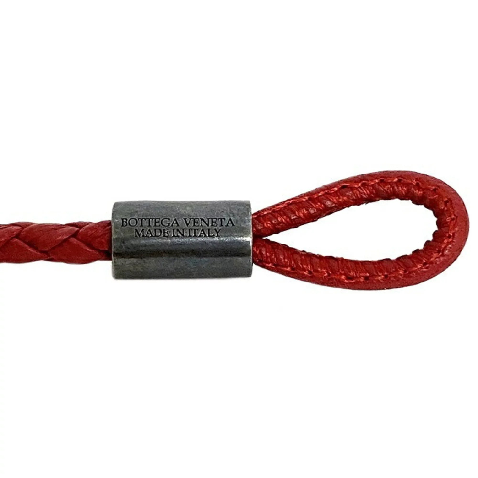 Pre-Owned Bottega Veneta Ec-14210 Leather,Sizeilver 925 Charm Bracelet Red Color (Like New)