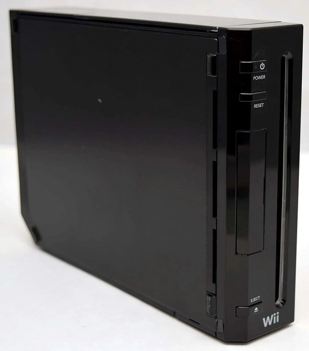 Nintendo Wii Black Gaming Console With 2 Red Gaming Controller + HDMI Cable BOLT AXTION Bundle Like New