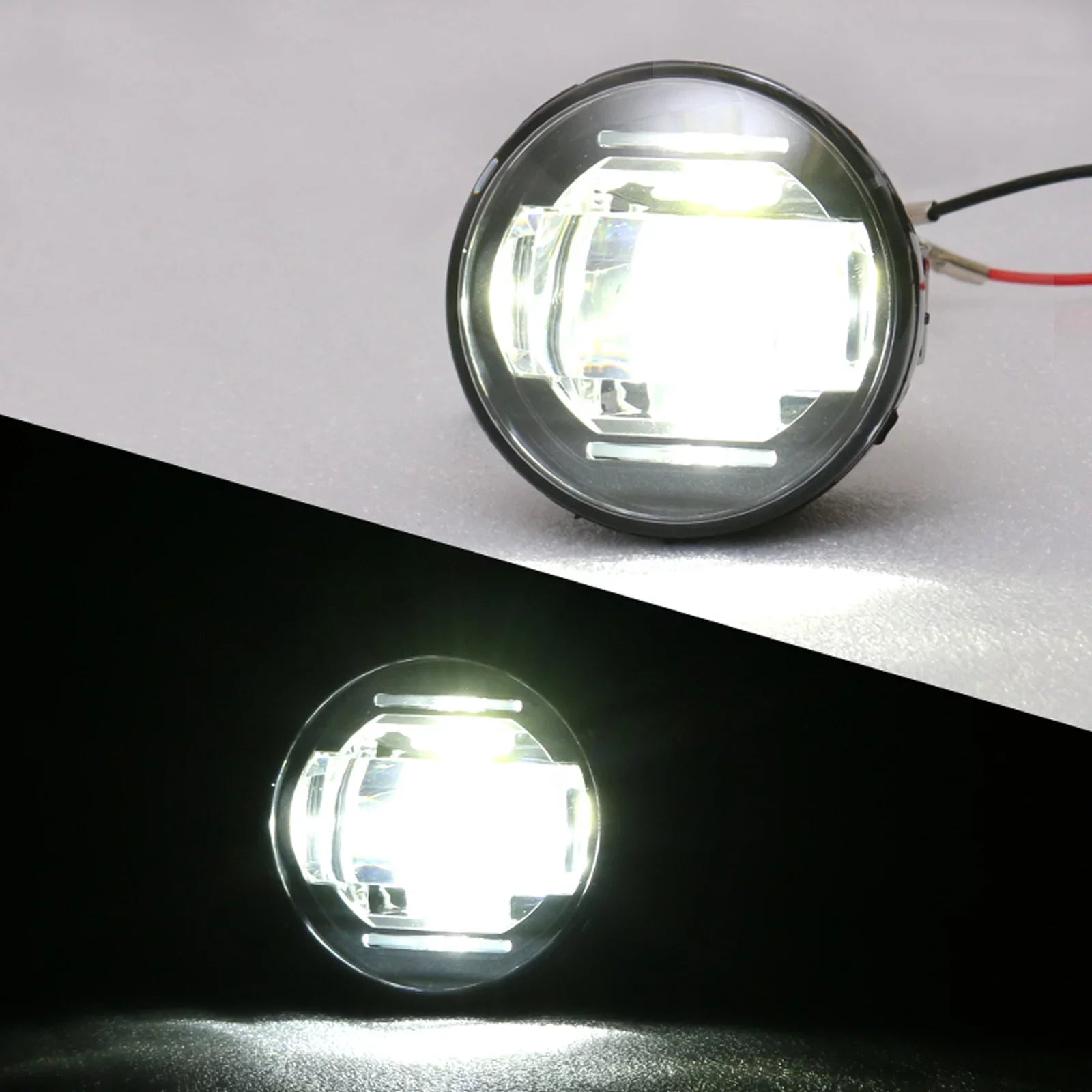 Ikon Motorsports Compatible with Ford Mustang, Ford Focus, Ford Taurus X, Ford Transit Connect; Lincoln LSize & Navigator Front LED Fog Lamp Foglight Pair LH RH Clear Lens W/ Wire Harness