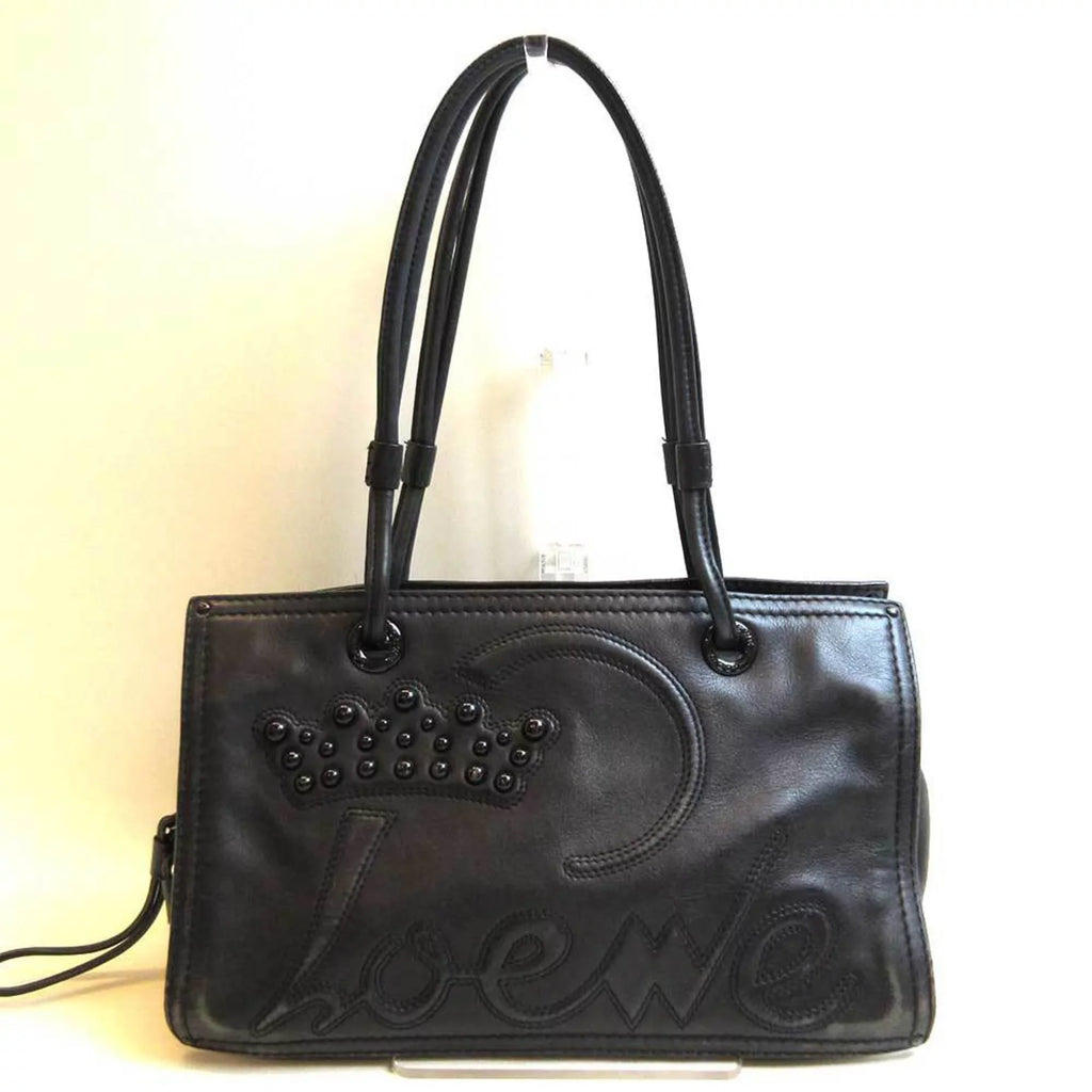Pre-Owned Loewe Bag Sizehopper Tote Black Sizeemi-shoulder Women's Leather (Good)