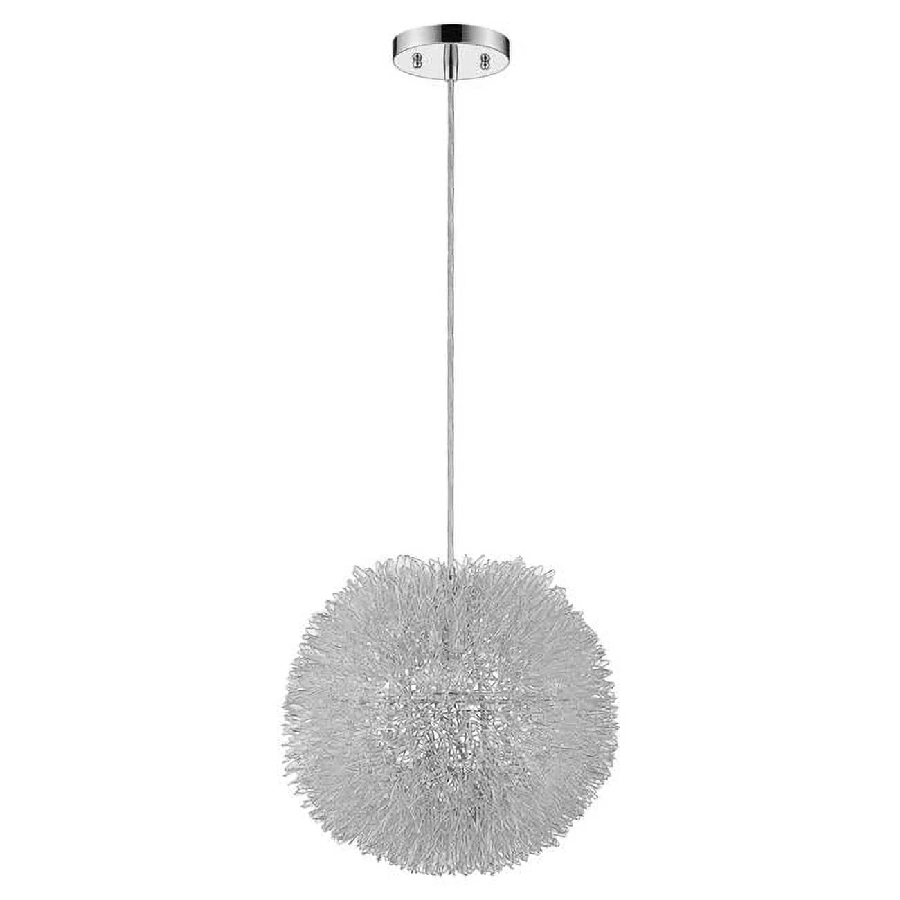 HomeRoots 398033 15 in. Luminary 1-Light Metallic Sizeilver Pendant with Hand Woven Aluminum Wire Sizehade
