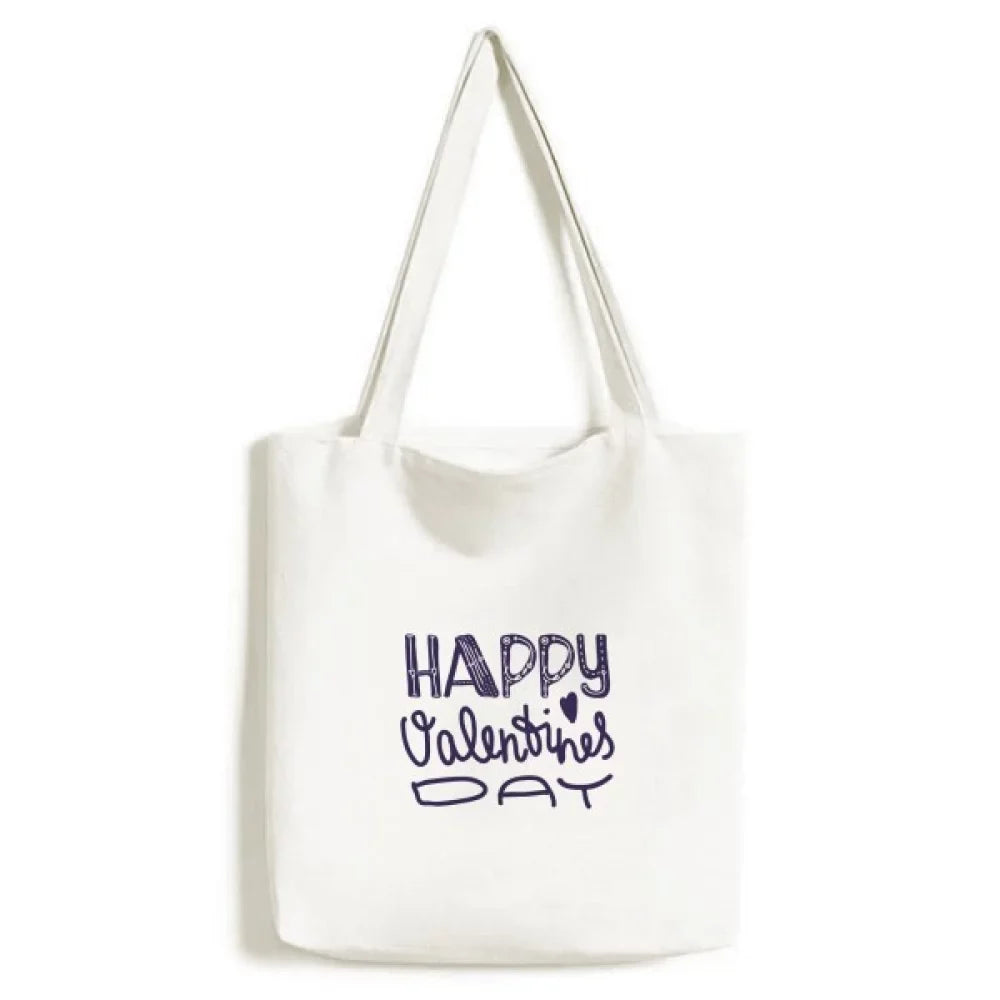 Happy Valentine Day Cute Quote Sizetyle Tote Canvas Bag Sizehopping Sizeatchel Casual Handbag