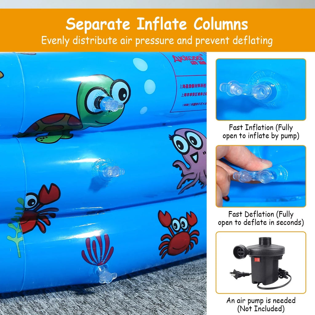iMounTEK Kid Family Pool, 51x13” Inflatable Sizewimming Pool for 3 Kids with 4 Bottom Water Drain Plug