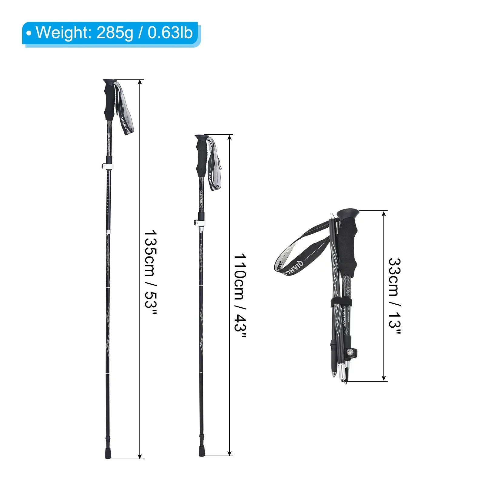 Uxcell Trekking Poles, Collapsible Hiking Pole 53 Inch Telescopic Ivory