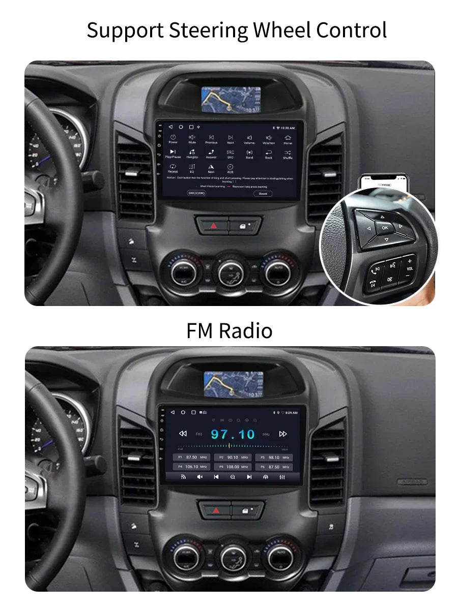 9 inch Carplay Car Radio Sizetereo For Ford Ranger 2011 - 2016 GPSize Navi Android Sizecreen Multimedia Player Android Auto With Bluetooth