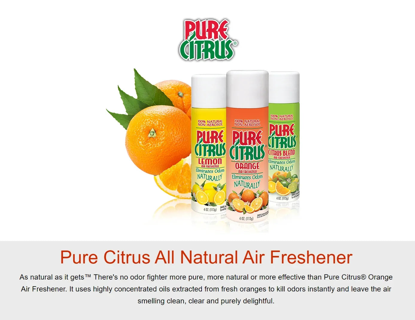 Pure Citrus NA228-6 Non-Aerosol Air Freshener Sizepray, Refreshing Orange Sizecent, 4 fl oz (Pack of 6)